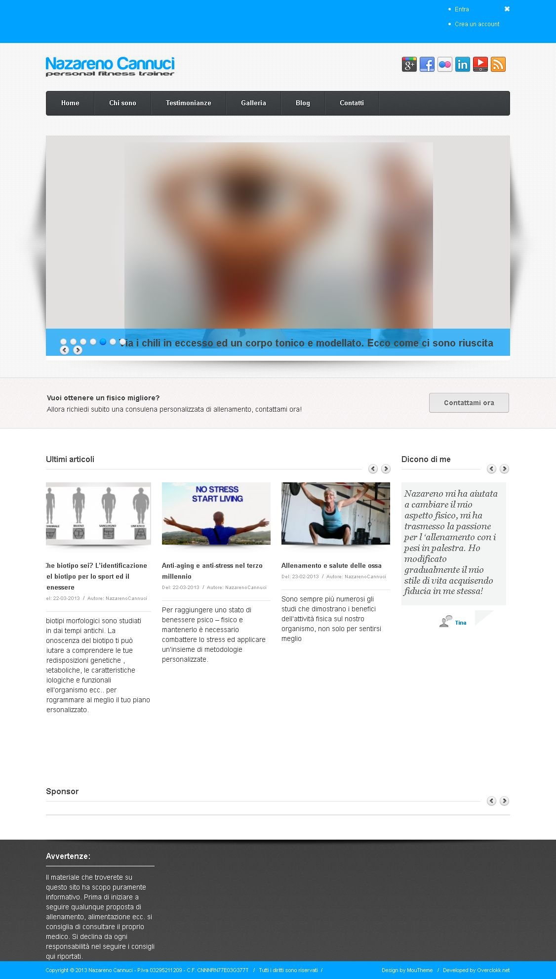 Immagine del sito web che ho realizzato per Nazareno Cannuci - Personal trainer a Bologna